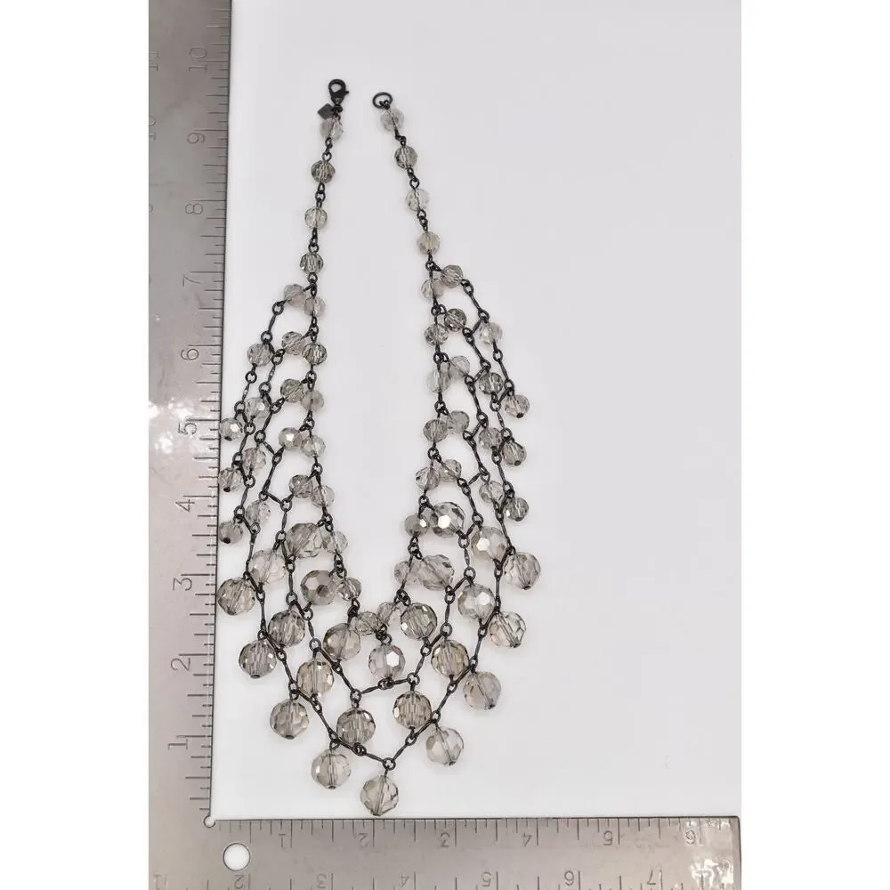 Banana Republic Vintage Glass Crystal Collar Bib Necklace Gray Statement BinBL